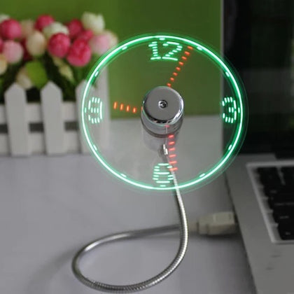 Mini USB Fan with Creative LED Clock Display