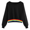 Women Sweatshirt Top Loose Rainbow Printed Round Neck Long Sleeve