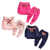 Flounce Bowknot Girl Two-piece Suit Long Sleeve Cotton Children Garment