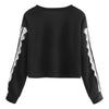 Women Pullover Lace Splice Round Collar Long Sleeve Tightened Cuff