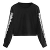 Women Pullover Lace Splice Round Collar Long Sleeve Tightened Cuff