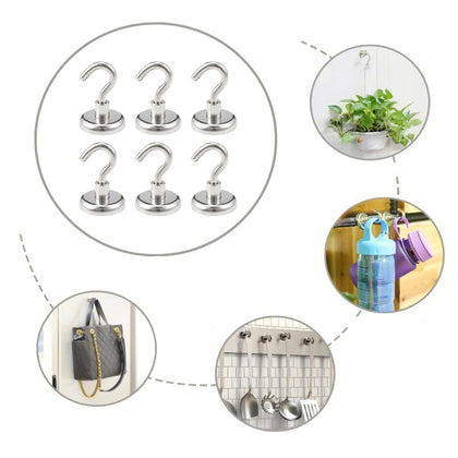 6PCS SNE32L Heavy Duty Neodymium Magnetic Hook for Hanging