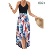 Women Sexy Strapped Backless Patchwork Floral Print Maxi Dress