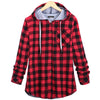 Fashion Plaid Hoodie Sweatshirt Coat Long Sleeve Blouse