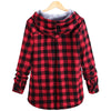 Fashion Plaid Hoodie Sweatshirt Coat Long Sleeve Blouse