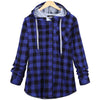 Fashion Plaid Hoodie Sweatshirt Coat Long Sleeve Blouse