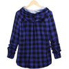 Fashion Plaid Hoodie Sweatshirt Coat Long Sleeve Blouse