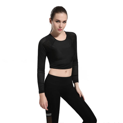 Long Sleeve Crop Top Yoga Shirt for Women