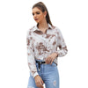 Tie-dyed Long-sleeved Ladies Lapel Shirt for Women