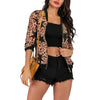 Leopard Print Jacket Coat with Zipper for Women