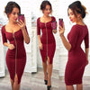 Square Neck Stitching Zipper Solid Color Slim Dress Summer Female Banquet Casual Birthday For Women