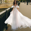 Bohemian Spaghetti Strap Wedding Lace Dress Design Short Ruffles Bridal A Line See-Through Gown
