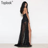 Sequin Fringed Party Women Sexy Slit Dating Perspective Halter Evening Long Dress