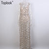 Sequin Fringed Party Women Sexy Slit Dating Perspective Halter Evening Long Dress