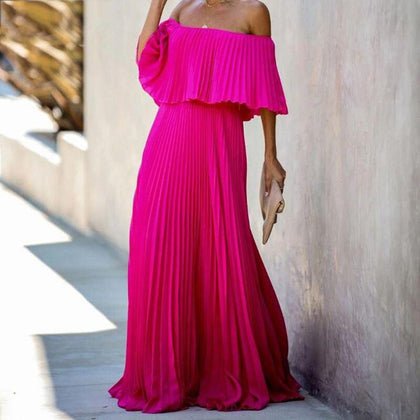 Pleated Long Party Dress Sexy Strapless Maxi Dresses Elegant Ruffle